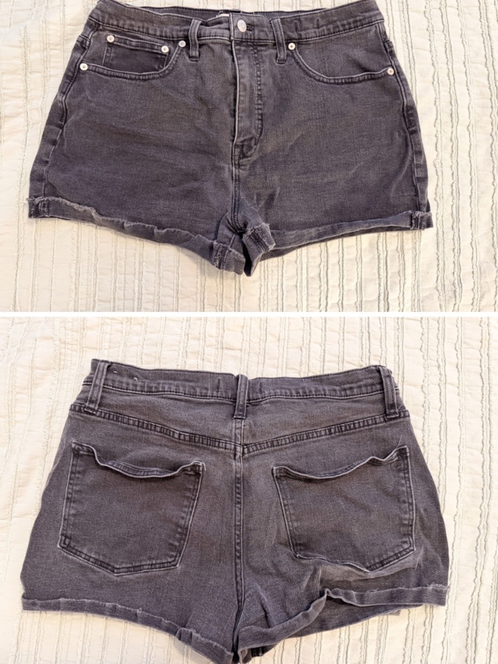 Madewell High Rise Denim Shorts Faded Gray Cuffed Hem 5 Pocket Stretch 30